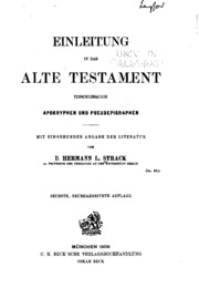 Einleitung In Das Alte Testament Einschliesslich Apokryphen Und Pseudepigraphen. Mit Eingehender Angabe Der Litteratur
