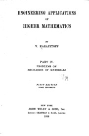 Engineering Applications Of Higher Mathematics