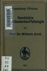Geschichte Der Klassischen Philologie