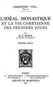 L'idéal monastique et la vie Chrétienne des premiers jours