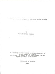 Acquisition Of English By Choctaw Speaking Children
