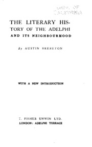The Literary History Of The Adelphi And Its Neighborhood