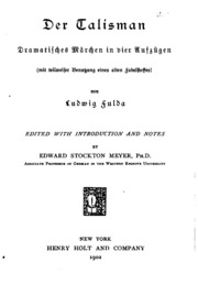 Der talisman; dramatisches märchen in vier aufzügen