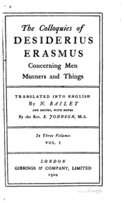 The Colloquies Of Desiderius Erasmus Concerning Men, Manners And Things