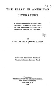 The Essay In American Literature