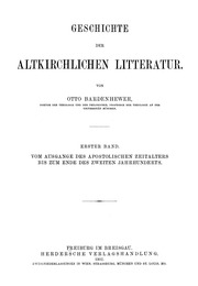 Geschichte Der Altkirchlichen Litteratur