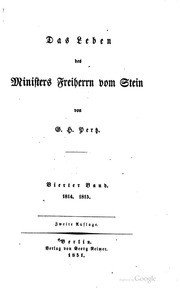 Das Leben Des Ministers Freiherrn Vom Stein