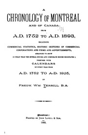 Chronology Of Montreal And Of Canada From A.d. 1752 To A.d. 1893