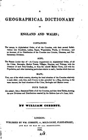 A Geographical Dictionary Of England And Wales