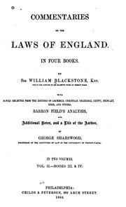 Commentaries On The Laws Of England : In Four Books