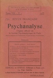 Revue Française de Psychanalyse VIII. Tome 1935 No.1