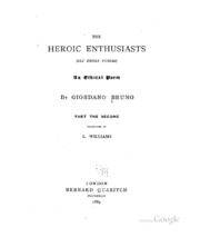 The Heroic Enthusiasts (gli Eroici Furori) : An Ethical Poem
