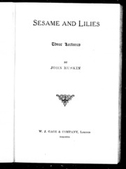 Sesame And Lilies : Three Lectures