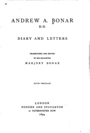 Andrew A. Bonar, D.d., Diary And Letters