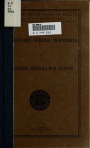 Elementary Nursing Procedures For Training Schools For Nurses
