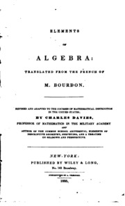 Elements Of Algebra : Translated From The French Of M. Bourdon