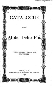 Catalogue Of The Alpha Delta Phi Society