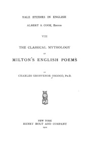 The Classical Mythology Of Milton's English Poems