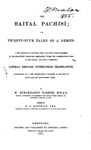 The Baitál Pachísí: Or, Twenty-five Tales of a Demon: a New Ed. of the Hindí ...