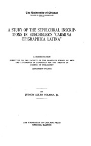 A Study Of The Sepulchral Inscriptions In Buecheler's 