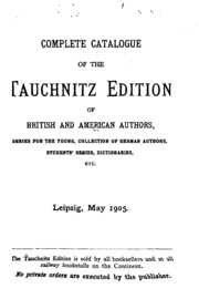 كتالوج كامل لإصدار Tauchnitz للمؤلفين البريطانيين والأمريكيين: سلسلة من ...