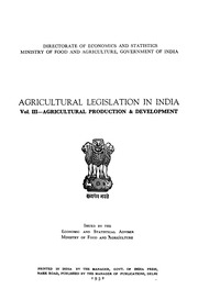 Agricultural Legislation In India Vol Iii