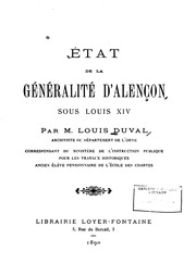 Etat de la généralité d'Alençon sous Louis XIV