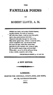 The Familiar Poems Of Robert Lloyd