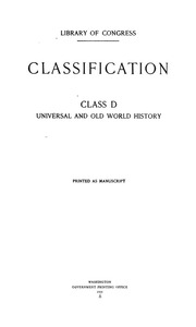 Classification. Class D: Universal And Old World History. Printed As Manuscript