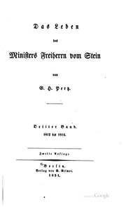 Das Leben Des Ministers Freiherrn Vom Stein