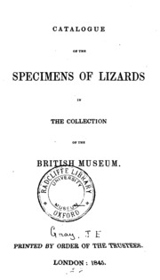 Catalogue Of The Specimens Of Lizards In The Collection Of The British Museum