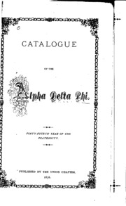 Catalogue Of The Alpha Delta Phi Society