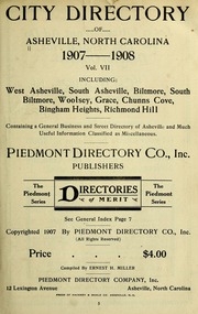 City Direcotry Of Asheville, North Carolina [1907-1908]