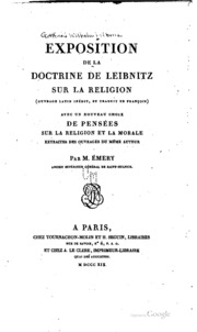 Exposition de la doctrine de Leibnitz sur la religion (ouvrage latin inédit ...