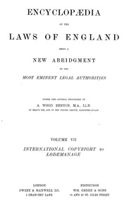 Encyclopædia of the laws of England; being a new abridgment by the most eminent legal authorities