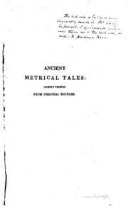 Ancient Metrical Tales: Printed Chiefly From Original Sources