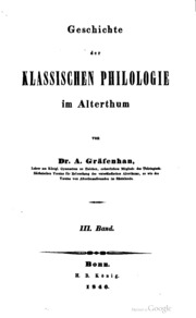 Geschichte Der Klassischen Philologie Im Alterthum