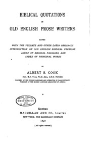 Biblical Quotations In Old English Prose Writers