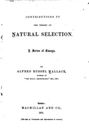 Contributions To The Theory Of Natural Selection. A Series Of Essays