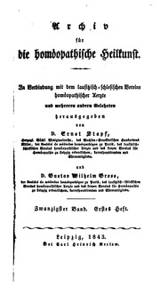 Archiv Fur Die Homoeopathische Heilkunst