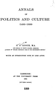 Annals Of Politics And Culture (1492-1899)