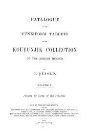 Catalogue Of The Cuneiform Tablets In The Kouyunjik Collection Of The British Museum