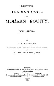 Bretts Leading Cases In Modern Equity