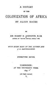 A History Of The Colonization Of Africa By Alien Races