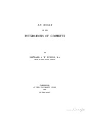 An Essay On The Foundations Of Geometry