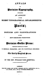 Annals Of Parisian Typography