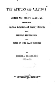 The Alstons And Allstons Of North And South Carolina;