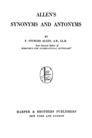 Allen's Synonyms And Antonyms
