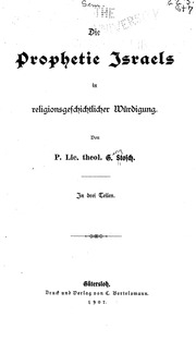 Die prophetie Israels in religionsgeschlichtlicher wüdigung