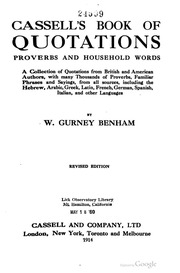 Cassell's Book Of Quotations, Proverbs And Household Words ..